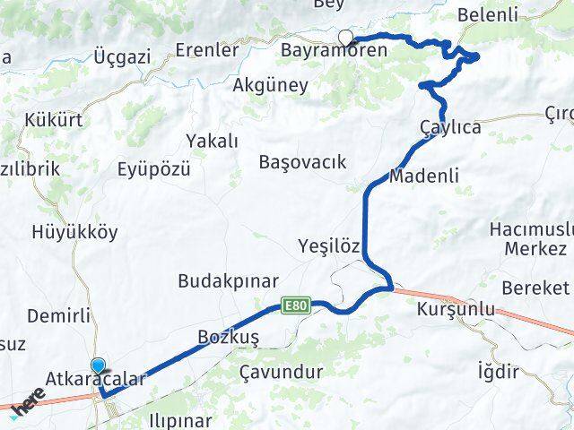 Çankırı Atkaracalar Bayramören Arası Kaç Km - Yol Haritası