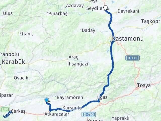 Eyüpözü Seydiler Arası Kaç Km - Yol Tarifi