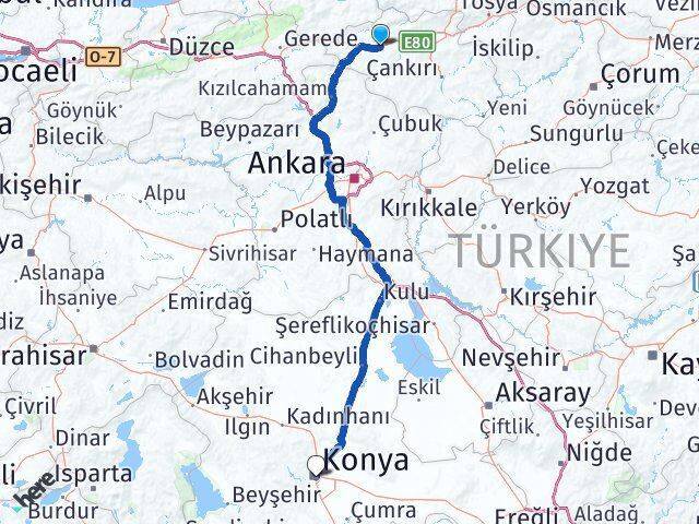 Atkaracalar Konya Arası Kaç Km - Yol Tarifi