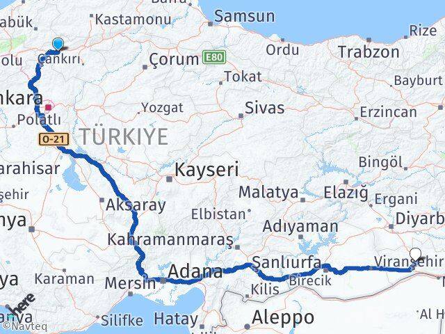 Çankırı Atkaracalar Mardin Arası Kaç Km - Yol Haritası