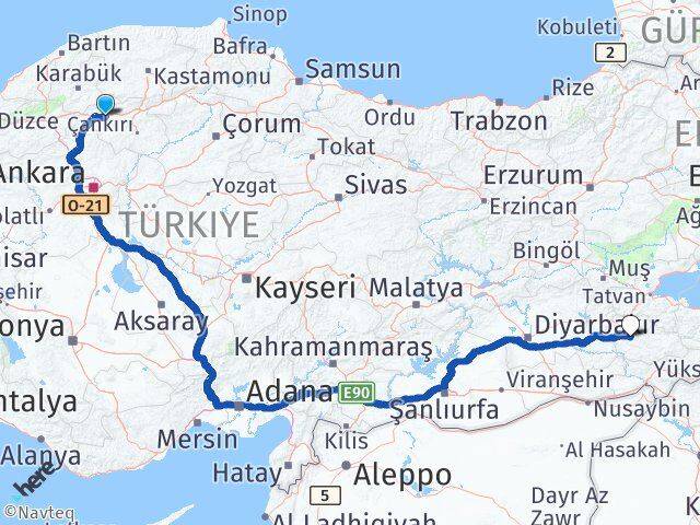 Çankırı Atkaracalar Siirt Arası Kaç Km - Yol Haritası