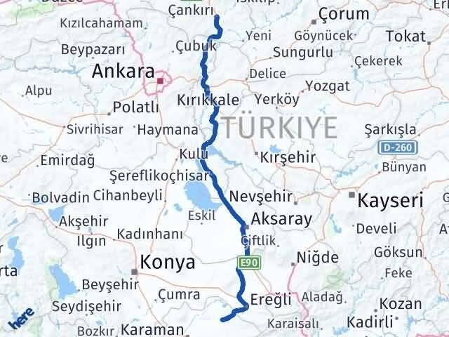 Çankırı Ayrancı Karaman Arası Kaç Km - Yol Haritası