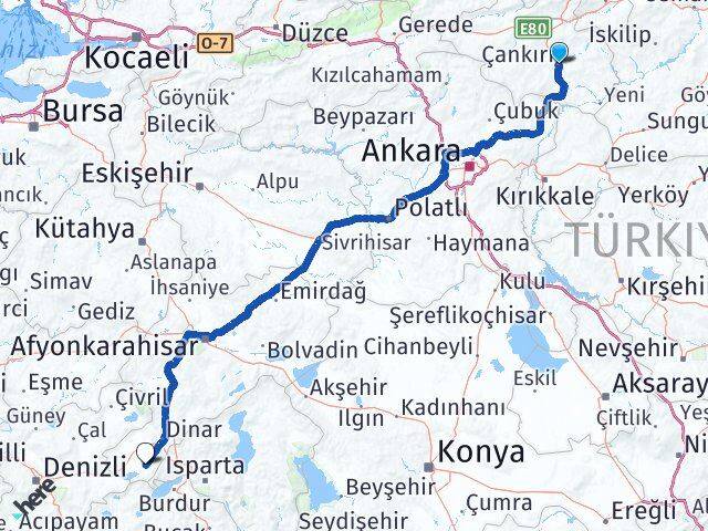 Çankırı Başmakçı Afyonkarahisar Arası Kaç Km - Yol Haritası