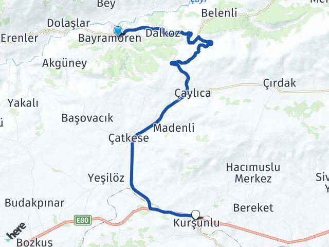 Çankırı Bayramören Kurşunlu Arası Kaç Km - Yol Haritası