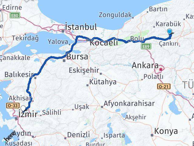 Çankırı Bayramören Manisa Arası Kaç Km - Yol Haritası