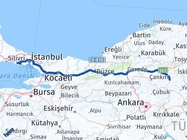 Çankırı Büyükçekmece İstanbul Arası Kaç Km - Yol Haritası