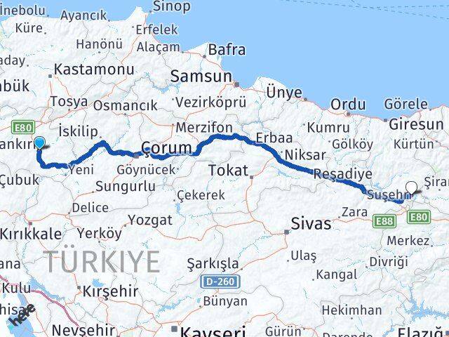 Çankırı Çamoluk Arası Kaç Km - Yol Tarifi