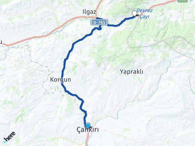 Çankırı Çeltikbaşı Ilgaz Arası Kaç Km - Yol Haritası