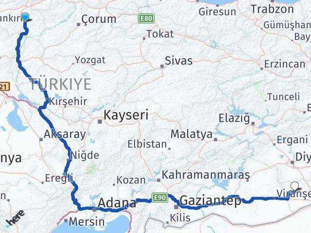 Çankırı Derik Mardin Arası Kaç Km - Yol Haritası