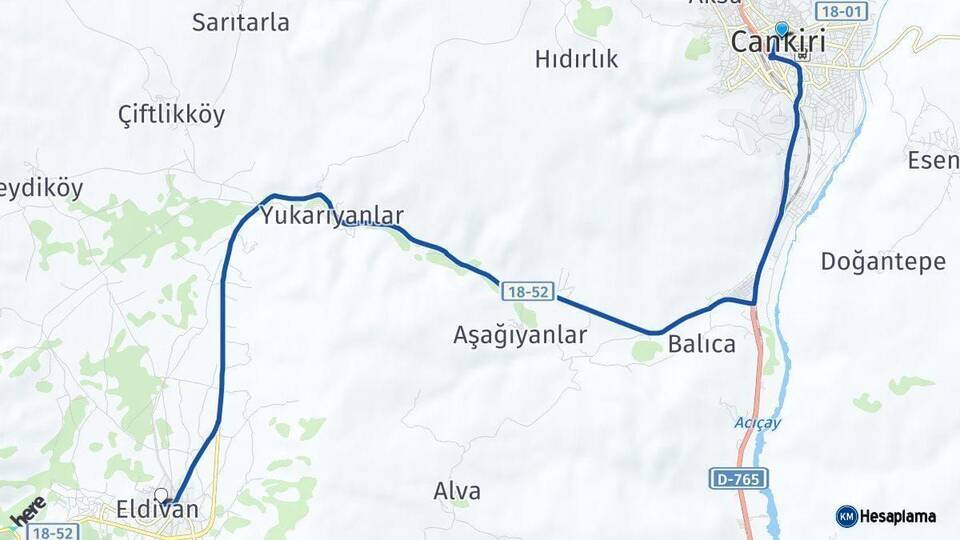 Çankırı Eldivan Arası Kaç Km - Yol Haritası