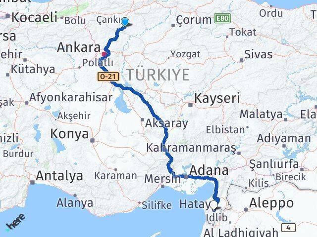 Çankırı Eldivan Hatay Arası Kaç Km - Yol Haritası