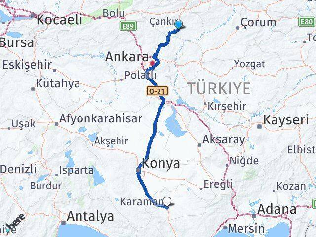 Eldivan Karaman Arası Kaç Km - Yol Tarifi