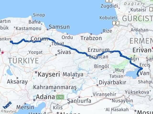 Çankırı Eldivan Van Arası Kaç Km - Yol Haritası