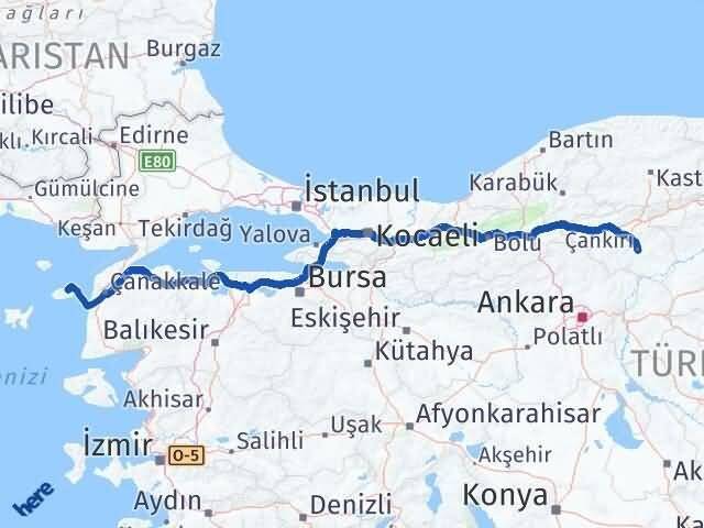 Çankırı Gökçeada Çanakkale Arası Kaç Km - Yol Haritası