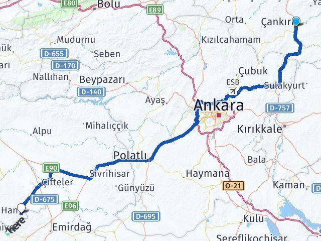 Çankırı Han Arası Kaç Km - Yol Tarifi