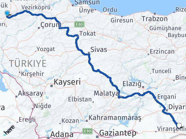 Çankırı Ilgaz Mardin Arası Kaç Km - Yol Haritası