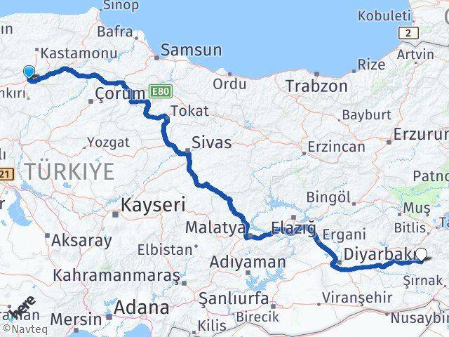 Çankırı Ilgaz Siirt Arası Kaç Km - Yol Haritası
