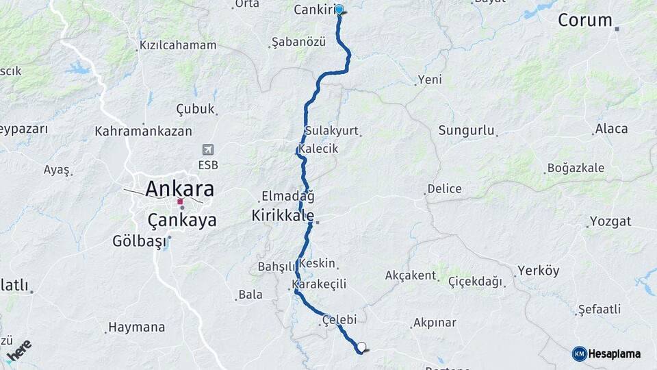 Çankırı Kaman Kırşehir Arası Kaç Km - Yol Haritası