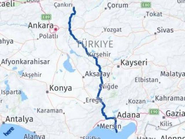 Çankırı Karataş Adana Arası Kaç Km - Yol Haritası