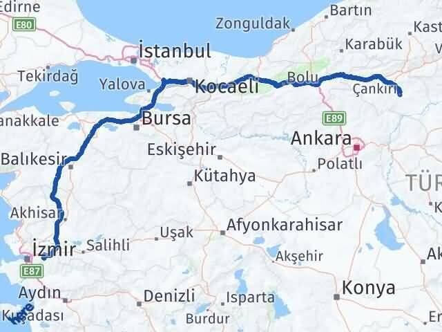Çankırı Kemalpaşa İzmir Arası Kaç Km - Yol Haritası