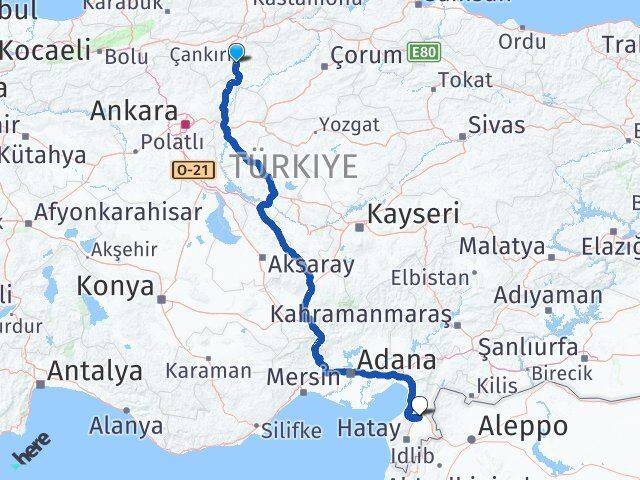 Çankırı Kırıkhan Hatay Arası Kaç Km - Yol Haritası