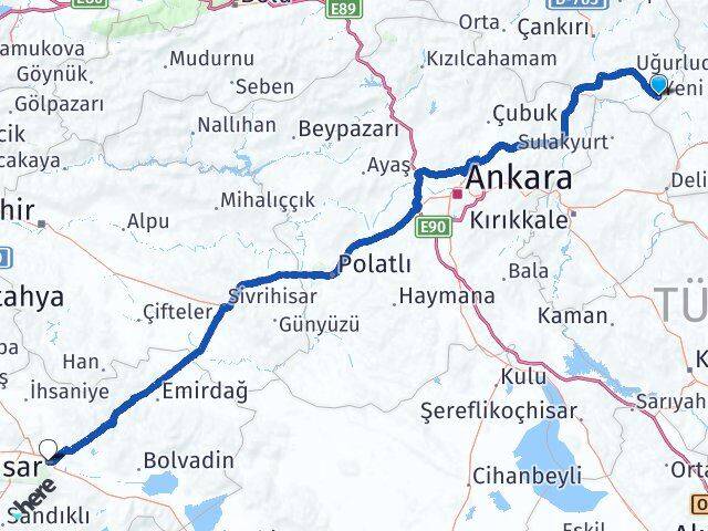Çankırı Kızılırmak Afyonkarahisar Arası Kaç Km - Yol Haritası