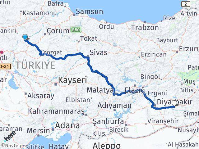 Çankırı Kızılırmak Batman Arası Kaç Km - Yol Haritası