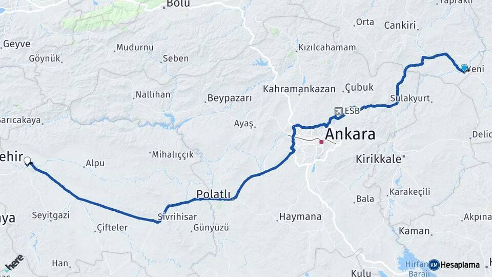 Çankırı Kızılırmak Eskişehir Arası Kaç Km - Yol Haritası