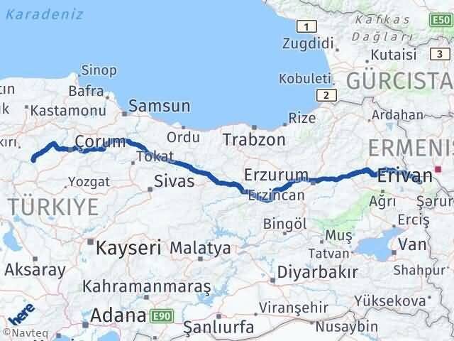 Çankırı Kızılırmak Iğdır Arası Kaç Km - Yol Haritası