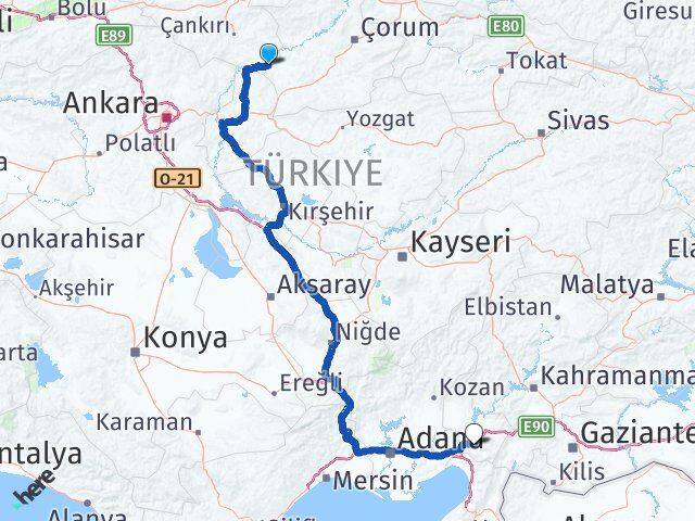 Çankırı Kızılırmak Osmaniye Arası Kaç Km - Yol Haritası