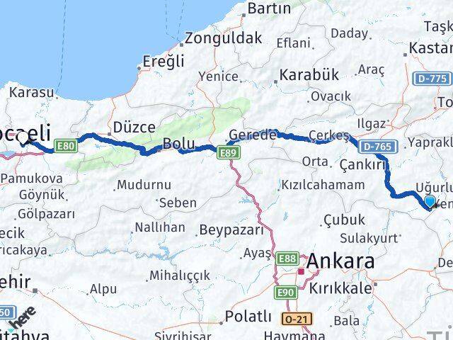 Çankırı Kızılırmak Sakarya Arası Kaç Km - Yol Haritası