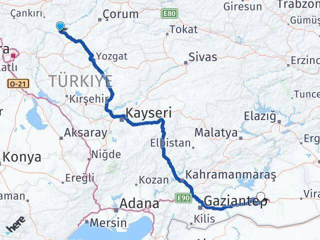 Çankırı Kızılırmak Şanlıurfa Arası Kaç Km - Yol Haritası