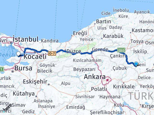 Çankırı Kızılırmak Yalova Arası Kaç Km - Yol Haritası