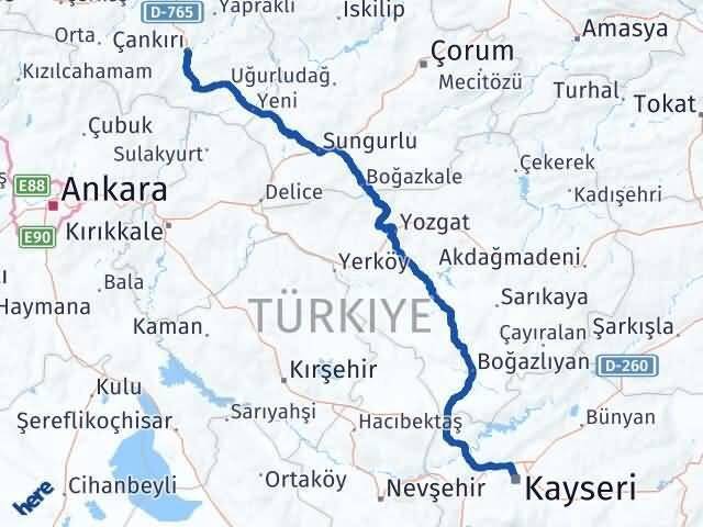 Çankırı Kocasinan Arası Kaç Km - Yol Tarifi