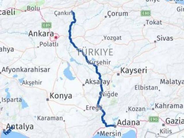 Çankırı Korgun Adana Arası Kaç Km - Yol Haritası