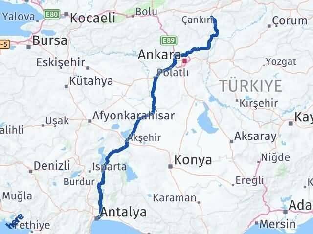Korgun Antalya Arası Kaç Km - Yol Tarifi