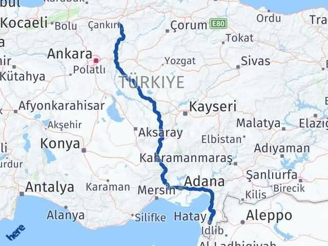 Çankırı Korgun Hatay Arası Kaç Km - Yol Haritası