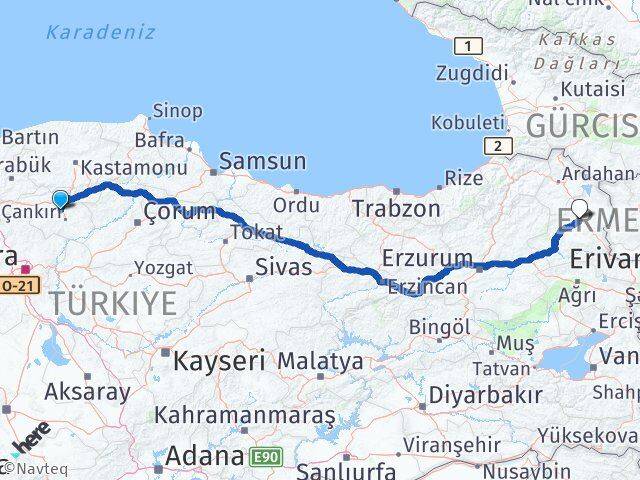 Çankırı Korgun Kars Arası Kaç Km - Yol Haritası