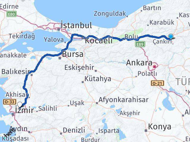 Çankırı Korgun Manisa Arası Kaç Km - Yol Haritası