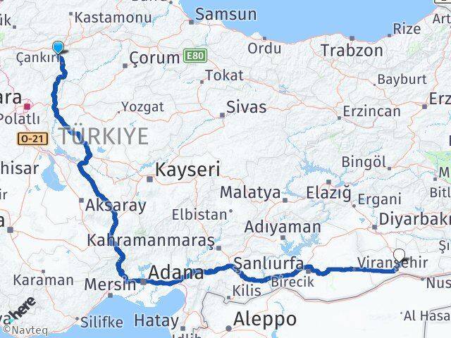 Çankırı Korgun Mardin Arası Kaç Km - Yol Haritası