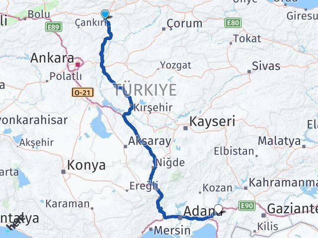 Çankırı Korgun Osmaniye Arası Kaç Km - Yol Haritası
