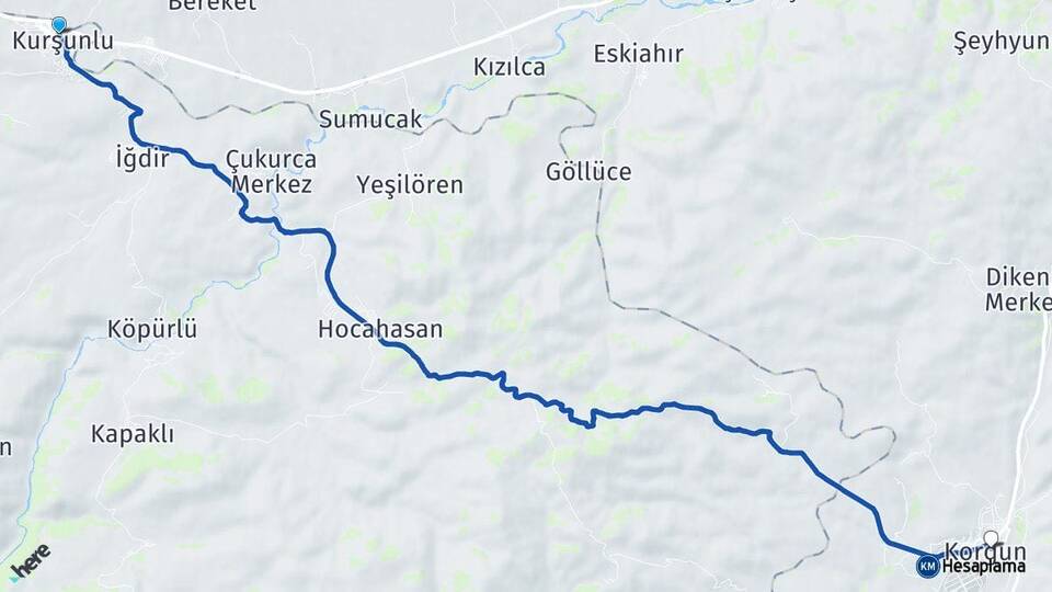 Çankırı Kurşunlu Korgun Arası Kaç Km - Yol Haritası