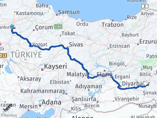 Çankırı Kurtalan Siirt Arası Kaç Km - Yol Haritası