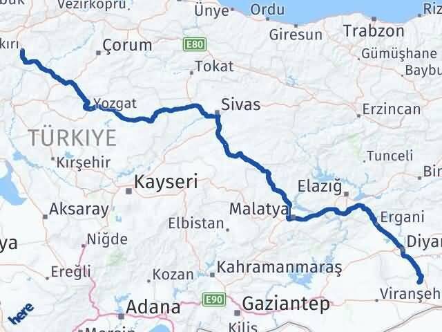 Çankırı Mazıdağı Mardin Arası Kaç Km - Yol Haritası