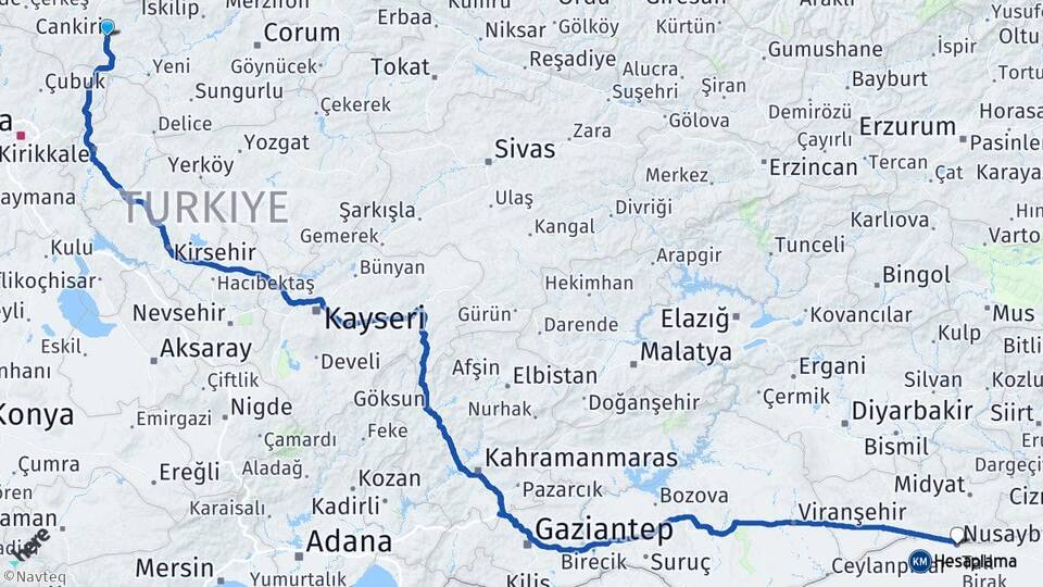Çankırı Nusaybin Mardin Arası Kaç Km - Yol Haritası