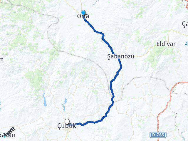 Çankırı Orta Çubuk Ankara Arası Kaç Km - Yol Haritası