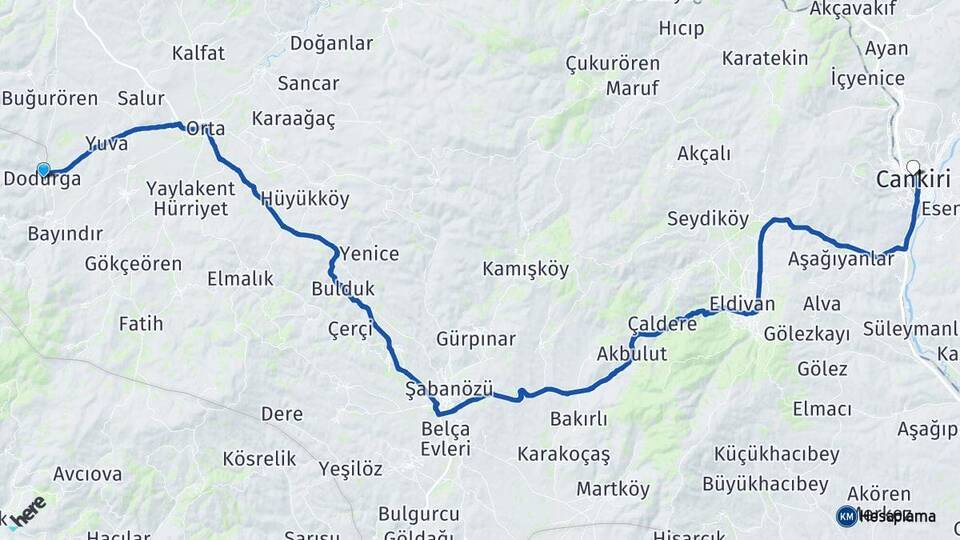 Dodurga Çankırı Arası Kaç Km - Yol Tarifi