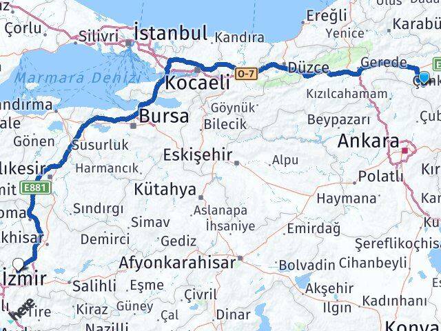 Çankırı Orta Manisa Arası Kaç Km - Yol Haritası