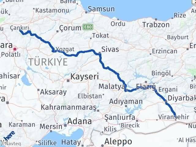 Çankırı Orta Mardin Arası Kaç Km - Yol Haritası
