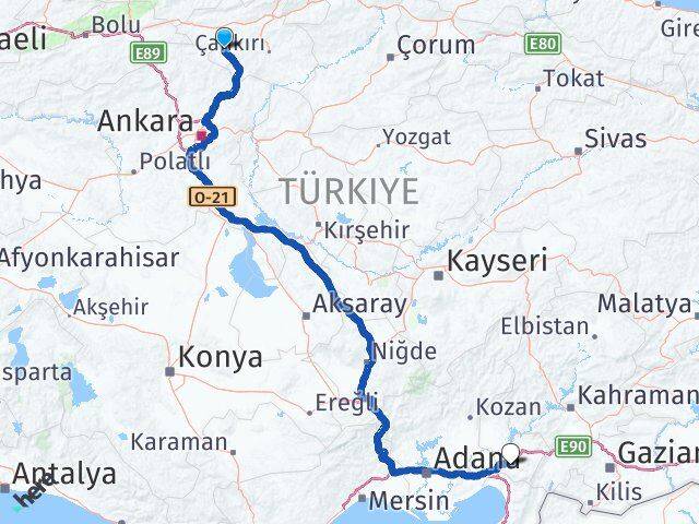 Çankırı Orta Osmaniye Arası Kaç Km - Yol Haritası